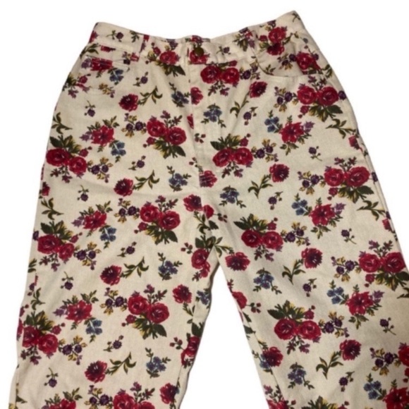 Vintage Gitano Tan Floral Rose Relaxed Fit 90s High Waist Jeans Size 12 - Picture 2 of 5